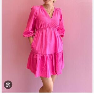 Lilly Pulitzer Deacon 3/4 sleeve Dress passion fruit pink